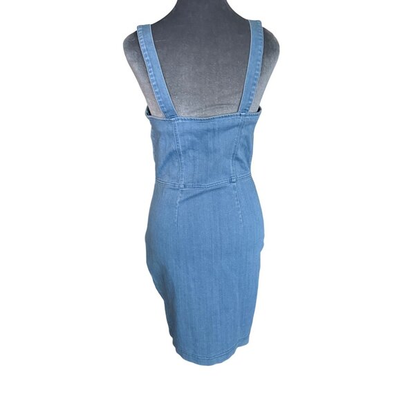 Denim Zipper-Front Sleeveless Mini Dress By Iris Medium - Picture 4 of 5